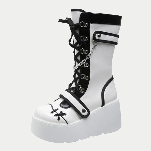 White Goth Platform Boots | CYBER TECHWEAR® – Cyber Techwear
