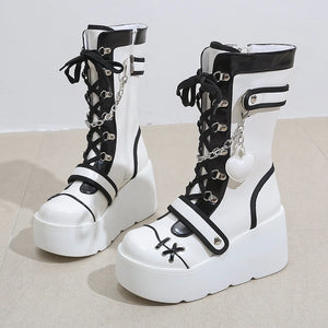 White Goth Platform Boots