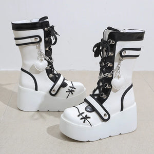 White Goth Platform Boots