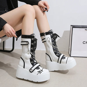 White Goth Platform Boots