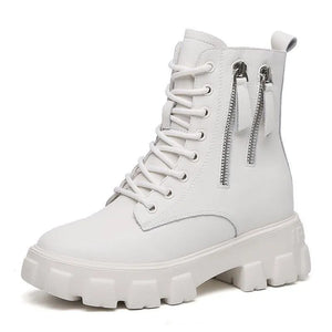 White Heeled Platform Boots