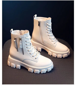 White Heeled Platform Boots