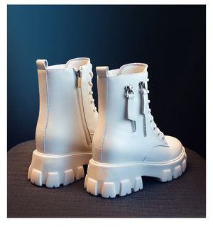 White Heeled Platform Boots