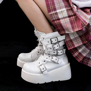 White High Heel Platform Boots