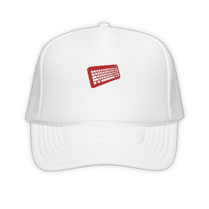 White Keyboard Trucker Hat - product view on white background