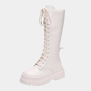 White Knee High Platform Boots