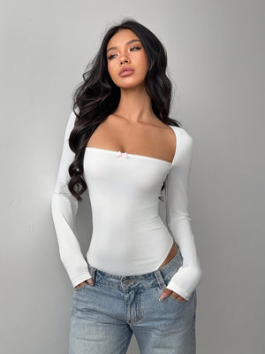 White Lace Bodysuit Top