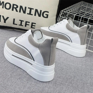 White Lace Platform Sneakers