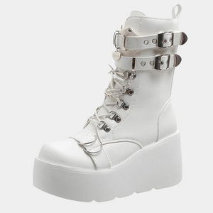 White Leather Platform Boots