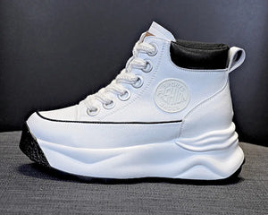 White Leather Platform Sneakers Women