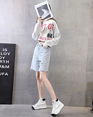 White Leather Platform Sneakers Women