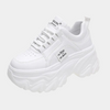 White Leather Platform Sneakers Womens