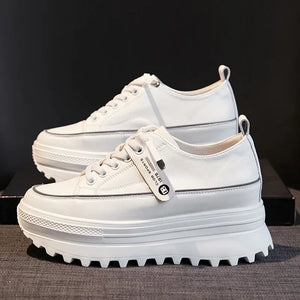 White Leather Platform Sneakers