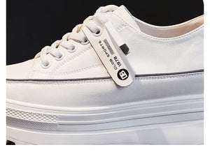 White Leather Platform Sneakers