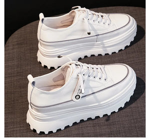 White Leather Platform Sneakers