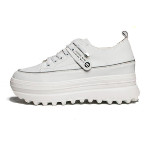 White Leather Platform Sneakers