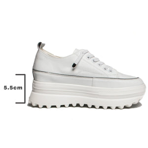 White Leather Platform Sneakers