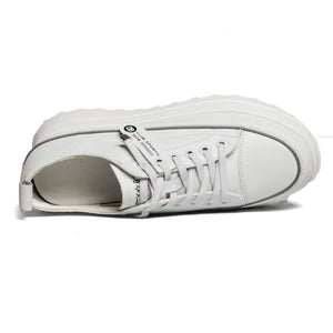 White Leather Platform Sneakers