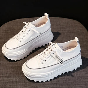 White Leather Platform Sneakers