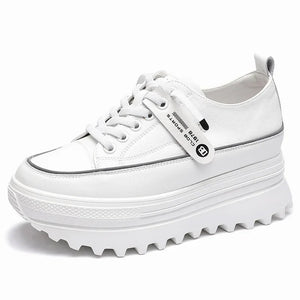 White Leather Platform Sneakers