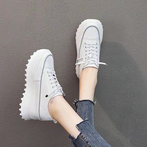 White Leather Platform Sneakers