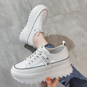 White Leather Platform Sneakers