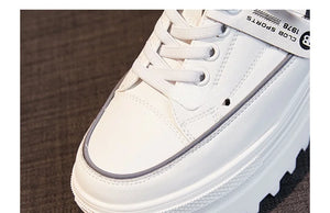 White Leather Platform Sneakers