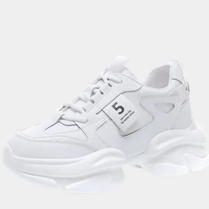 White Leather Sneakers Womens Platform