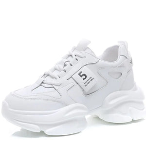 White Leather Sneakers Womens Platform