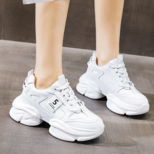 White Leather Sneakers Womens Platform