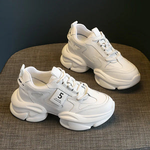 White Leather Sneakers Womens Platform