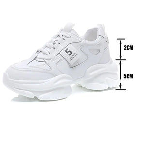 White Leather Sneakers Womens Platform
