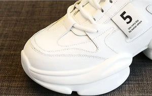 White Leather Sneakers Womens Platform