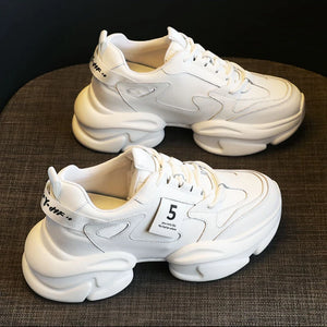 White Leather Sneakers Womens Platform