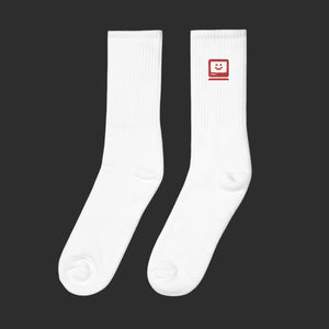 White Long Sports Socks Cyber