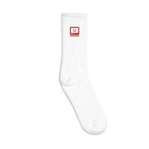 White Long Sports Socks Cyber