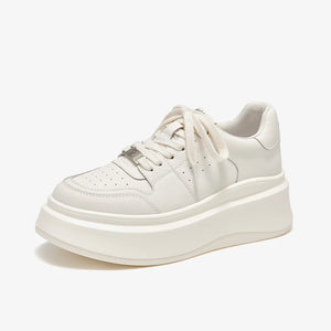 White Metal Platform Sneakers — women chunky platform sneakers
