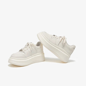 White Metal Platform Sneakers — women chunky platform sneakers