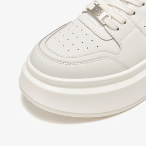 White Metal Platform Sneakers — women chunky platform sneakers