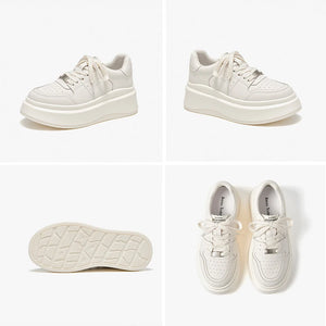 White Metal Platform Sneakers — women chunky platform sneakers