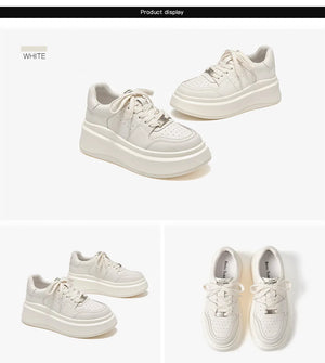 White Metal Platform Sneakers — women chunky platform sneakers