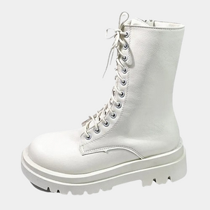 White Patent Leather Platform Boots