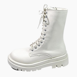 White Patent Leather Platform Boots