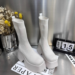 White Platform Boots Womens