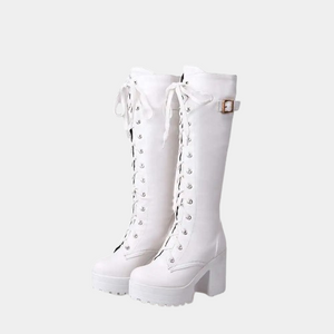 White Platform Knee High Boots