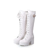 White Platform Knee High Boots