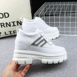 White Platform Lace Up Sneakers