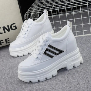 White Platform Lace Up Sneakers