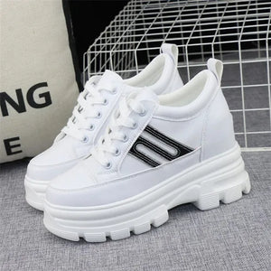 White Platform Lace Up Sneakers