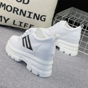 White Platform Lace Up Sneakers